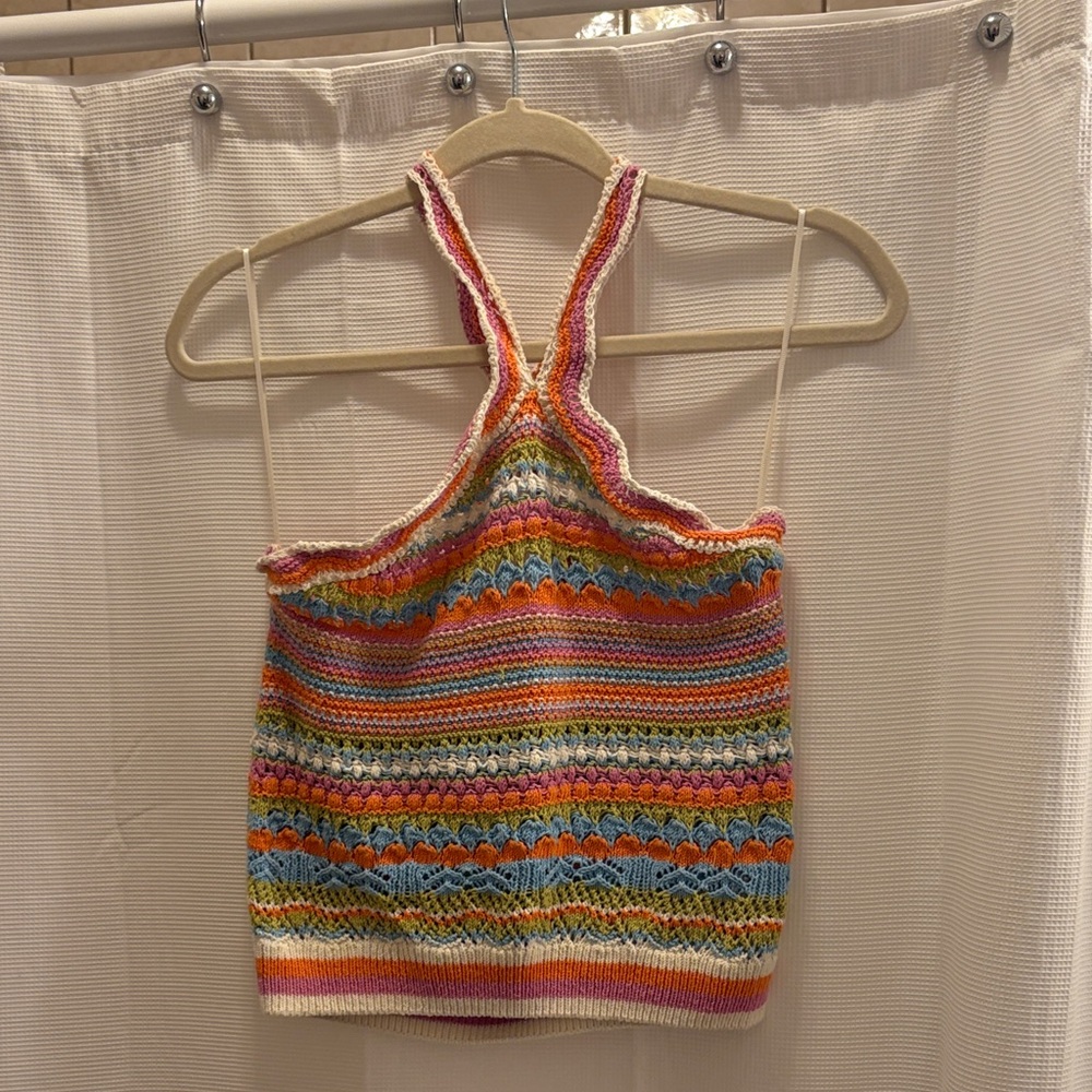 Zara Colorful Striped Knit Halter Top